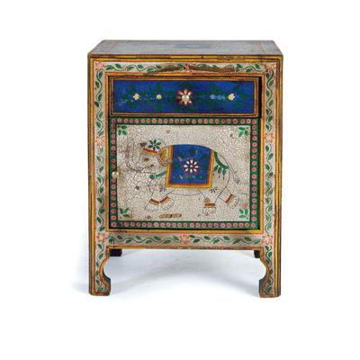 Zuvanya Hand Painted Mango Wood 1 Door Bedside Cabinet