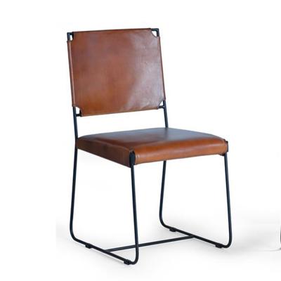 2 X Ault Industrial Style Brown Leather Dining Chair