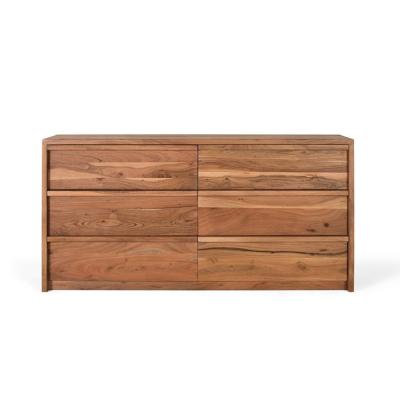 Belishova Solid Acacia Wood 6 Drawer Wide Chest