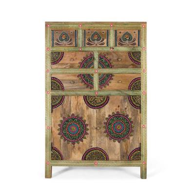 Jazxhias Hand Painted Mango Wood 2 Door Hall Sideboard