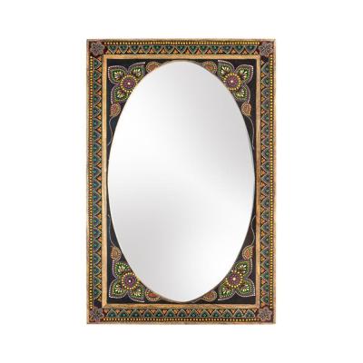 Galach Black Hand Painted Mango Wood Wall Mirror