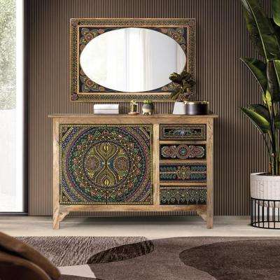 Galach Black Hand Painted Mango Wood 2 Door Medium Sideboard 107cm