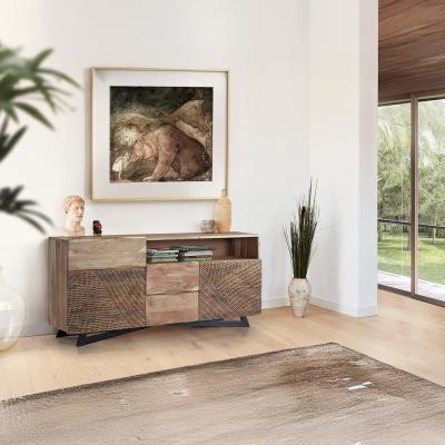 Karlstad Hand Carved Acacia Wood 2 Door Large Sideboard 160cm