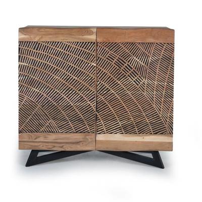 Karlstad Hand Carved Acacia Wood 2 Door Small Sideboard 90cm