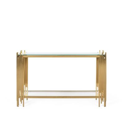 Arezzo Glass And Gold Metal Console Table