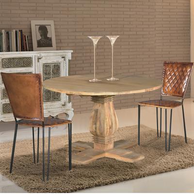 Udine Solid Mango Wood 4 Seater Round Padestal Dining Table 120cm