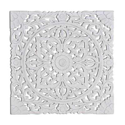 Fetesht White Carved Wood Square Decorative Panel 90cm Fetesht White Carved Wood Square Decorative Panel 90cm