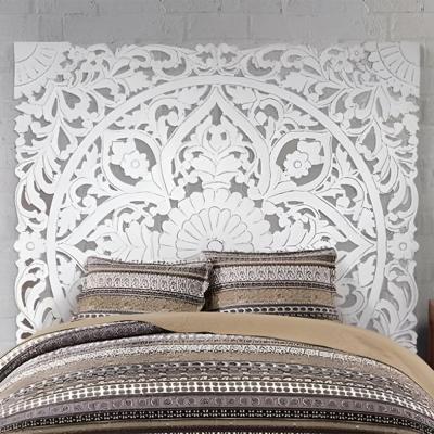Radoyya Carved White Wooden Headboard
