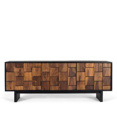 Esmeralda Black Mango Wood 3 Door Tv Unit
