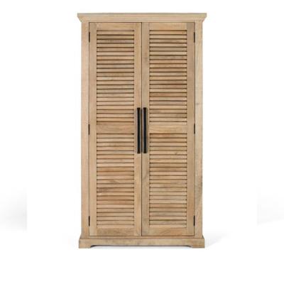 Jaylene Louvered Mango Wood 2 Door Wardrobe