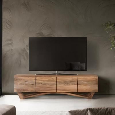 Hattie Natural Acacia Wood 4 Door Tv Unit