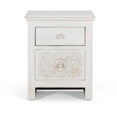 Medio White Mango Wood 2 Drawer Bedside Cabinet