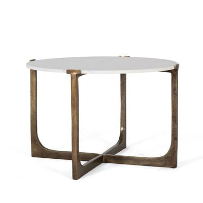 Padua White Marble Round Coffee Table With Gold Base