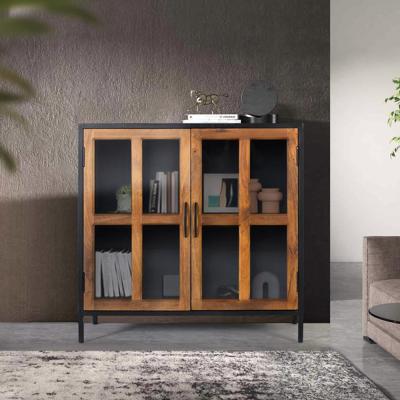Rieti Industrial Style Mango Wood 2 Door Small Sideboard 90cm