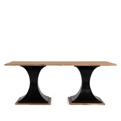 Rieti Industrial Style Mango Wood Double Padestal Base 8 Seater Dining Table