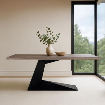 Rieti Industrial Style Acacia Wood 8 Seater Dining Table With Padestal Base 200cm