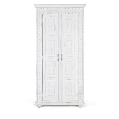 Averie Distressed White Mango Wood 2 Door Wardrobe