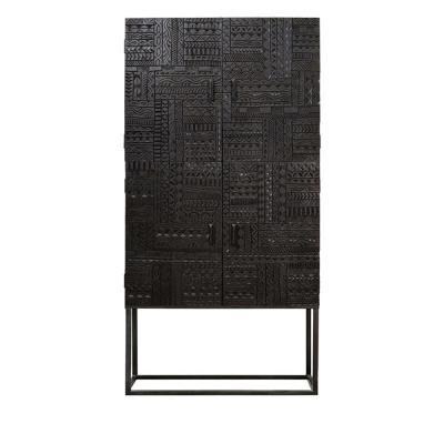Macedonia Carved Dark Mango Wood 4 Door Hall Cabinet Macedonia Carved Dark Mango Wood 4 Door Hall Cabinet
