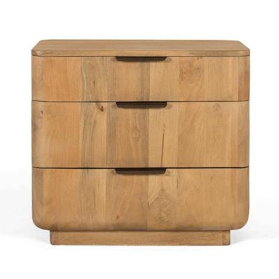 Mira Natural Mango Wood 3 Drawer Bedside Cabinet