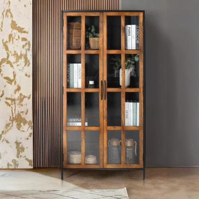 Rieti Black Mango Wood 2 Door Display Cabinet