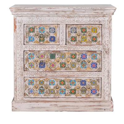 Awendaw Mango Wood 4 Drawer Bedside Cabinet