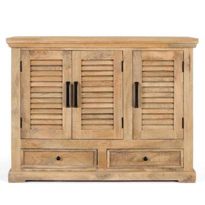 Jaylene Louvered Mango Wood 4 Door Small Sideboard 120cm