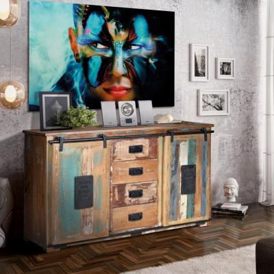 Leniasi Solid Recycled Wood 2 Sliding Door Large Sideboard 150cm