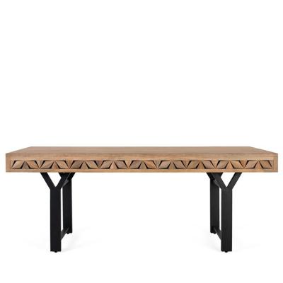 Marlee Natural Mango Wood 8 Seater Geometric Dining Table 200cm