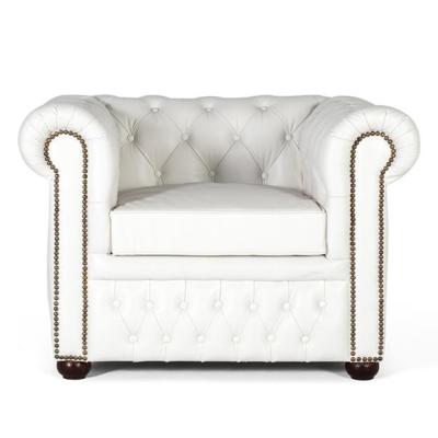 Caserta White Leather Armchair