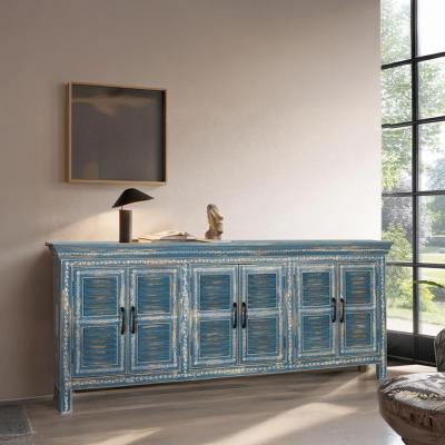 Naples Blue Mango Wood 6 Door Extra Large Sideboard
