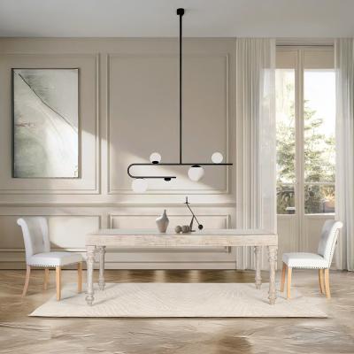 Rovigo Pickled White Mango Wood Hand Carved 8 Seater Dining Table 200cm