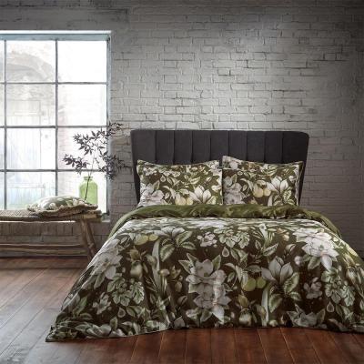 Ew By Edinburgh Weavers Moss Cotton Lavish Floral Printed Piped Duvet Cover Set