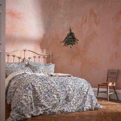 Ew By Edinburgh Weavers Navy Cotton Malory Traditional Floral Printed Piped Duvet Cover Set