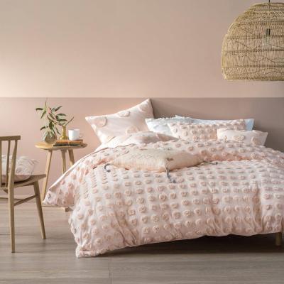 Linen House Peach Cotton Haze Tufted Duvet Cover Set