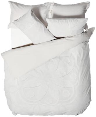 Linen House White Cotton Manisha Medallion Tufted Duvet Cover Set