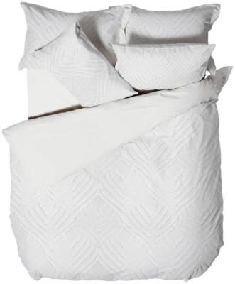 Linen House White Cotton Palm Springs Ogee Tufted Duvet Cover Set