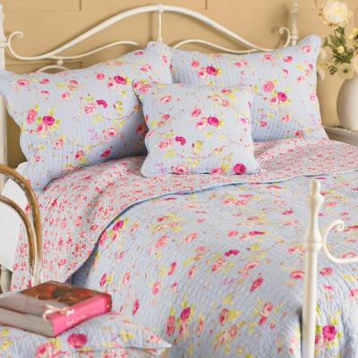 Paoletti Blue Cotton Honey Pot Lane Floral Bedspread