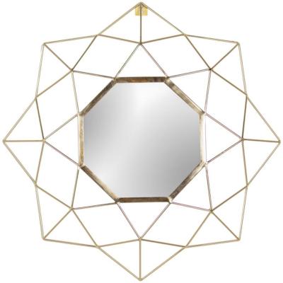 Paoletti Brass Electroplated Mild Steel Gold Geo Round Circular Wall Mirror 60cm X 60cm