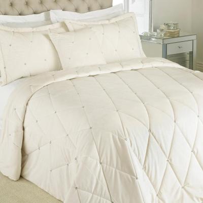 Paoletti Cream Polyester New Diamante Bedspread