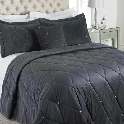 Paoletti Pewter Polyester New Diamante Bedspread