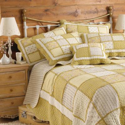 Paoletti Yellow Cotton Honeybee Patchwork Bedspread