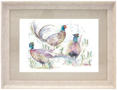 Product photograph of Voyage Maison Birch Wood Dashiing Pheasants Framed Print - 90cm X 70cm from Choice Furniture Superstore