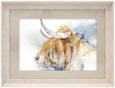 Product photograph of Voyage Maison Birch Wood Highland Cow Framed Print - 90cm X 70cm from Choice Furniture Superstore