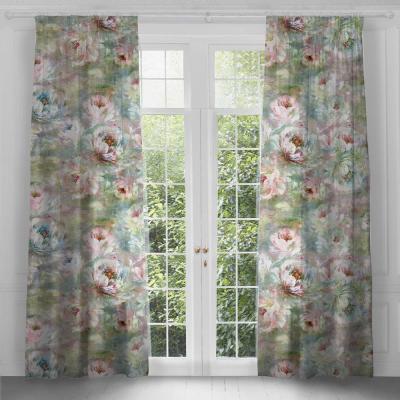 Product photograph of Voyage Maison Coral Cotton Roseum Printed Pencil Pleat Curtains from Choice Furniture Superstore