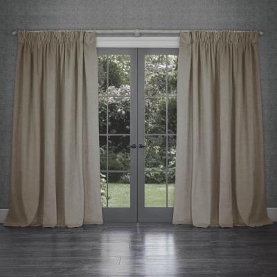 Product photograph of Voyage Maison Latte Cube Viscose Pencil Pleat Curtains from Choice Furniture Superstore