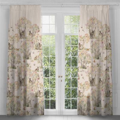 Product photograph of Voyage Maison Linen Cotton Enchanted Forest Printed Pencil Pleat Curtains from Choice Furniture Superstore