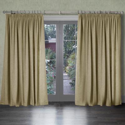 Product photograph of Voyage Maison Mushroom Polyester Helmsley Woven Pencil Pleat Curtains from Choice Furniture Superstore