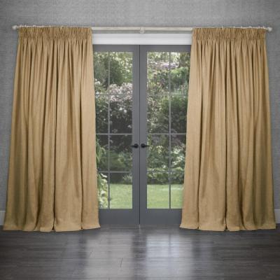 Product photograph of Voyage Maison Mustard Polyester Emilio Woven Pencil Pleat Curtains from Choice Furniture Superstore