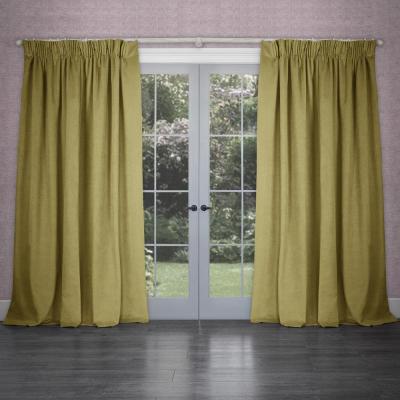 Product photograph of Voyage Maison Mustard Viscose Cube Pencil Pleat Curtains from Choice Furniture Superstore