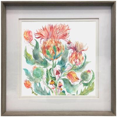 Product photograph of Voyage Maison Nut Wood Enchanting Thistle Framed Print - 81cm X 81cm from Choice Furniture Superstore